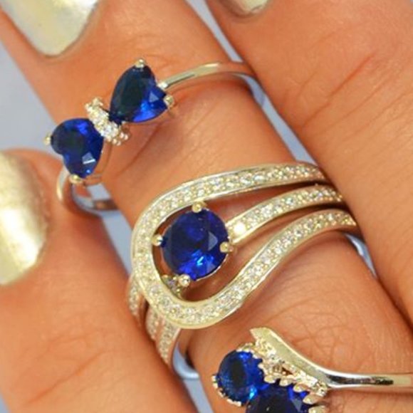Blue Sapphire Gemstone ring, size 7, 925 Sterling Silver Charmed Aroma - Picture 6 of 9